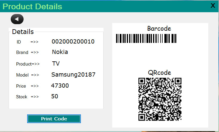 Barcode details
